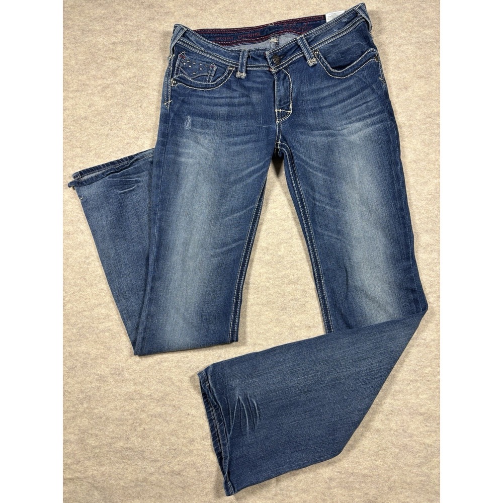 Ariat Ruby Jeans Womens 30R Blue Low Rise Bootcut Studded Pocket Denim